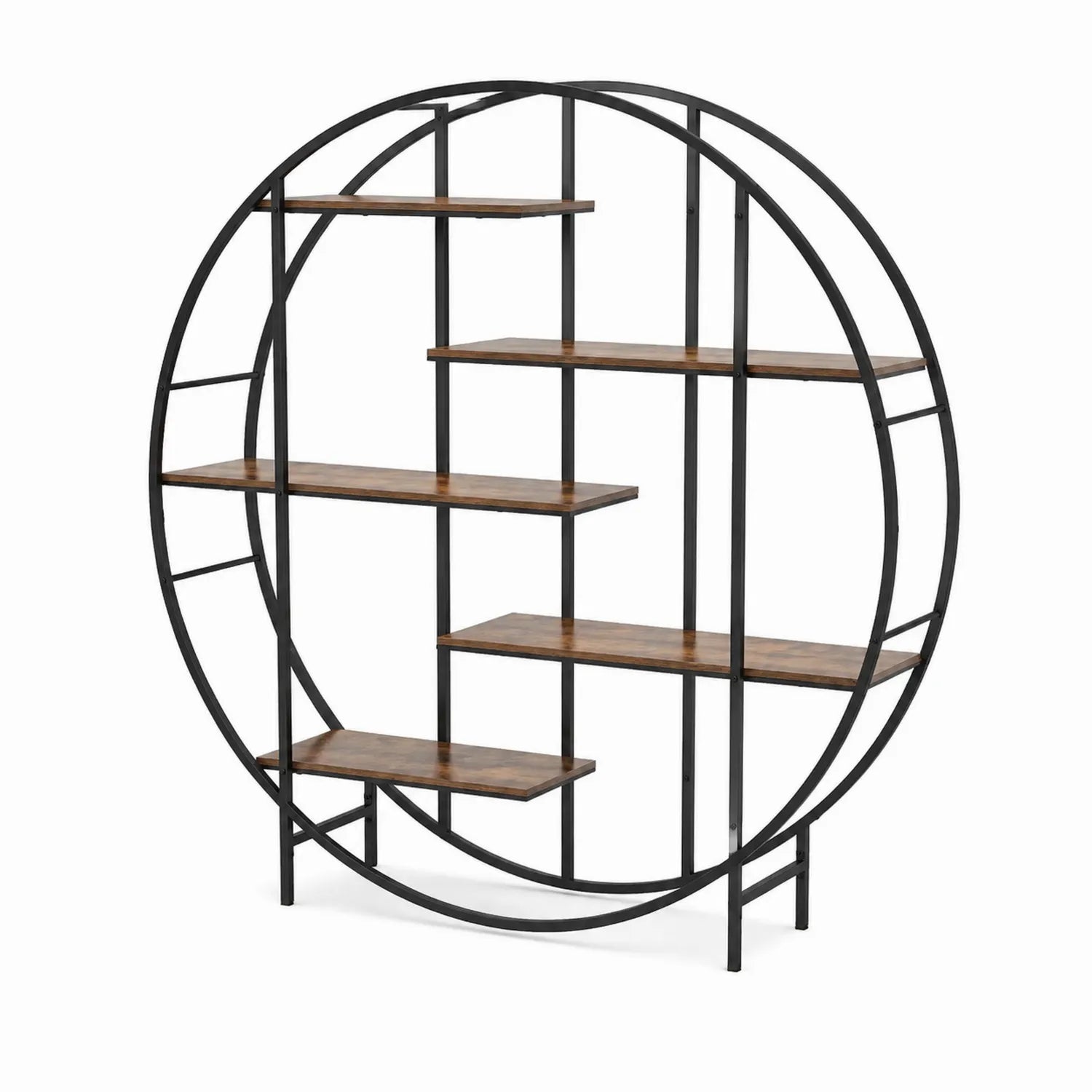Estantería Circular de MDF y Acero Negro de 5 Niveles
