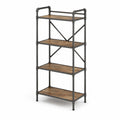 Estantería de metal y madera con 4 niveles, 150x60x35 cm, Negro y Roble