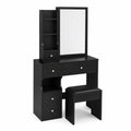 Tocador de MDF Negro con Taburete y Espejo