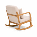 Silla mecedora de madera con tapizado de poliéster beige