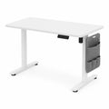 Escritorio ajustable de madera y acero con bolsillo lateral, Blanco 120x60 cm