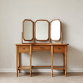 Wooden Dressing Table with Foldable Mirror 120 cm x 45 cm x 140 cm - Oak Finish - Classic Design
