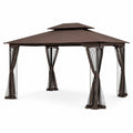 Pérgola de jardín 3x4 m Acero y Tela Marrón