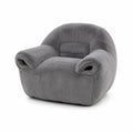 Sillón de Tela de Felpa Gris con Estructura de Madera