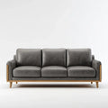 3-Seater Leather Sofa - 180x85x90 cm - Dark Gray - Modern Design