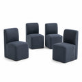 Juego de 4 sillas de comedor de tela azul oscuro