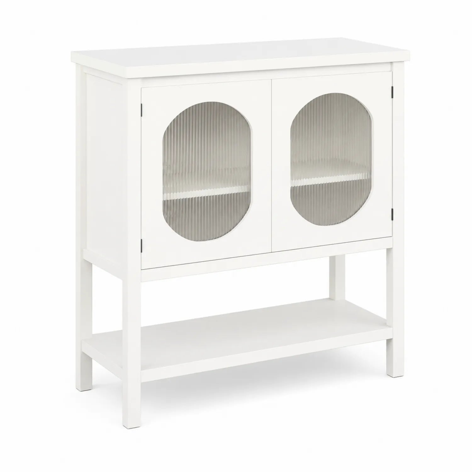Aparador de MDF Blanco con Puertas de Vidrio Estriado