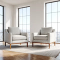 Modern Style Armchair Set 75x85x90 cm Fabric Upholstered - Light Gray