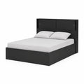 Cama doble con cabecero de almacenamiento 200x160 cm madera negro