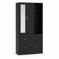 Armario de MDF con Espejo y Estantes Negros 180x90x45 cm