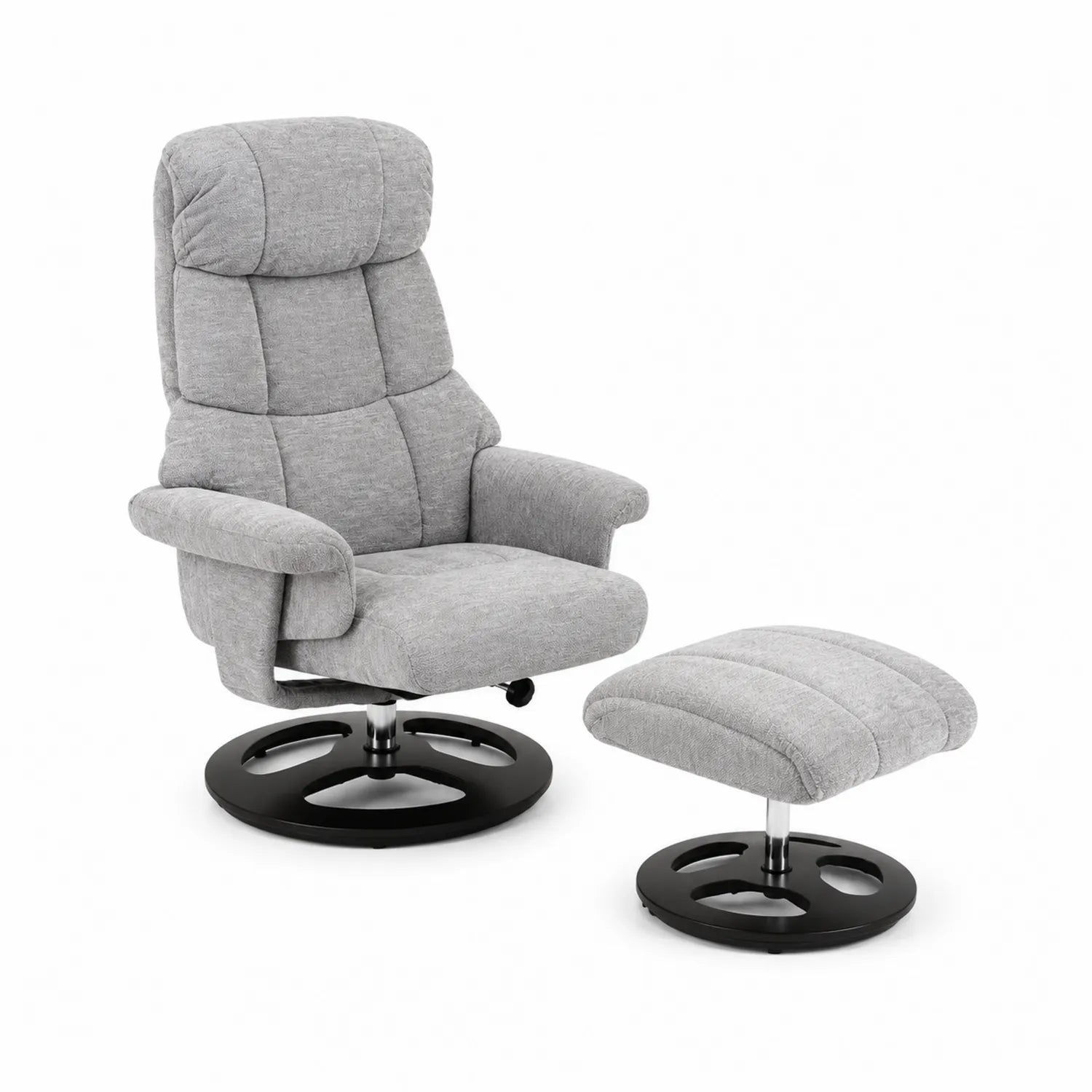 Sillón reclinable con reposapiés redondo gris claro