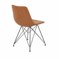 Silla de cuero sintético marrón con patas metálicas