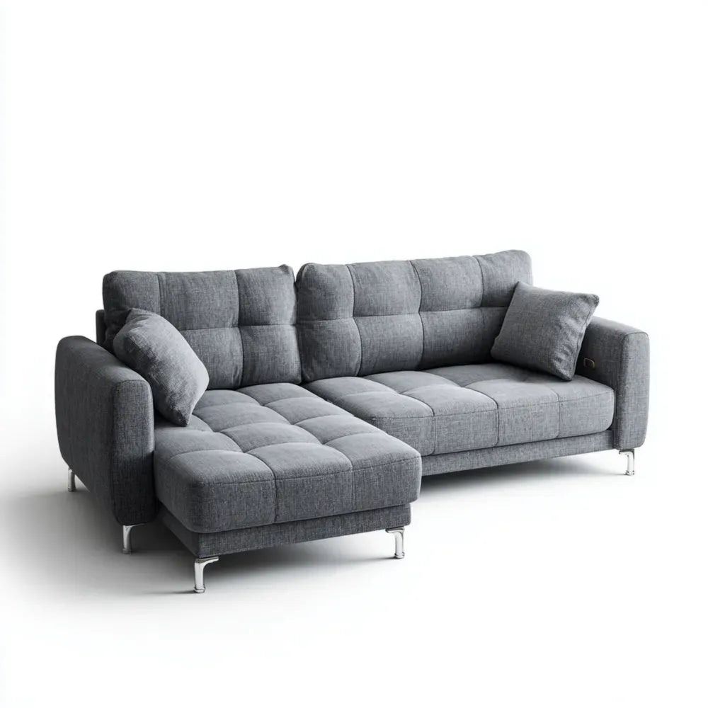 Sectional Sofa Fabric Upholstery 230x150x85 cm - Dark Grey - Modern Design