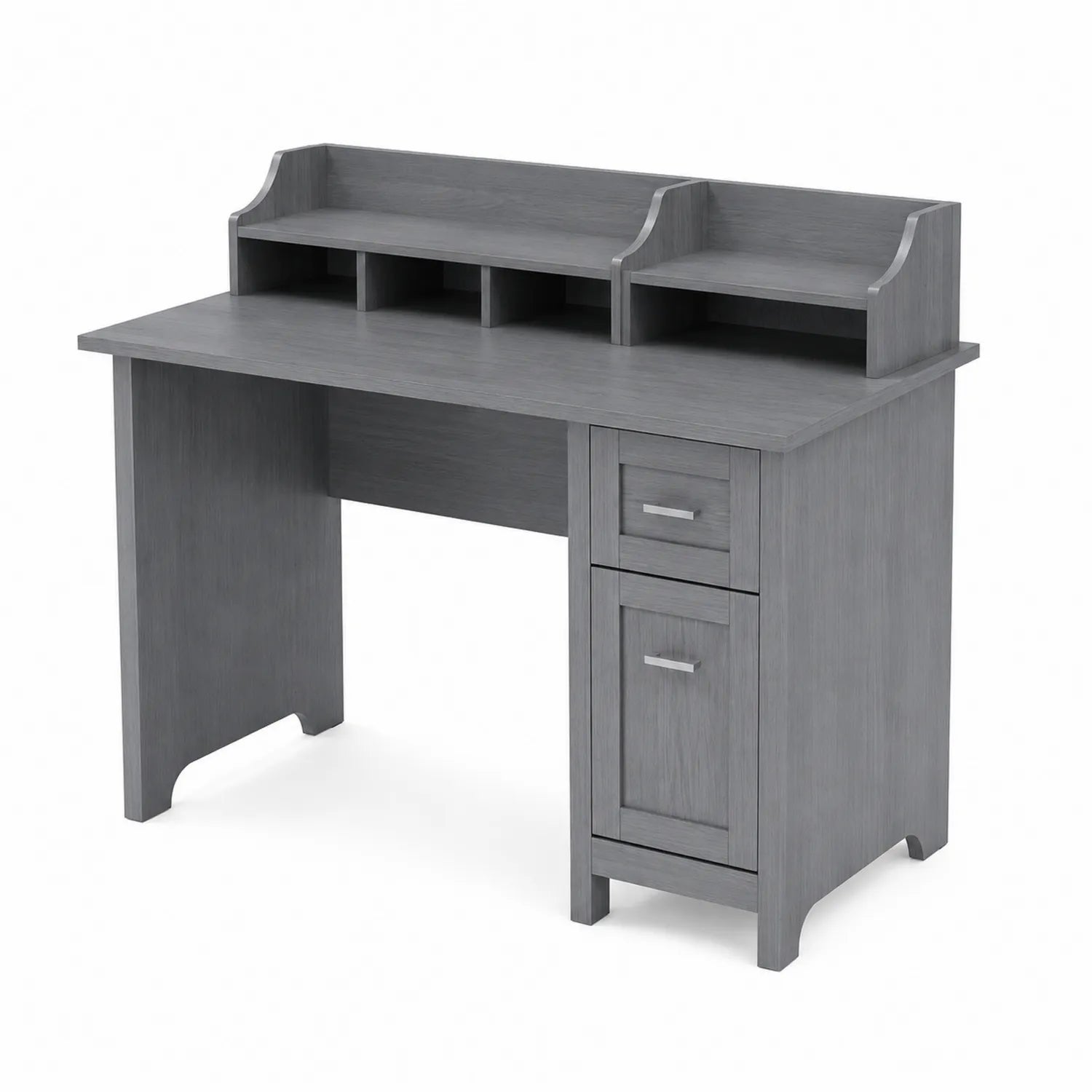 Escritorio de Madera con Estantería y Cajones Gris 120cm