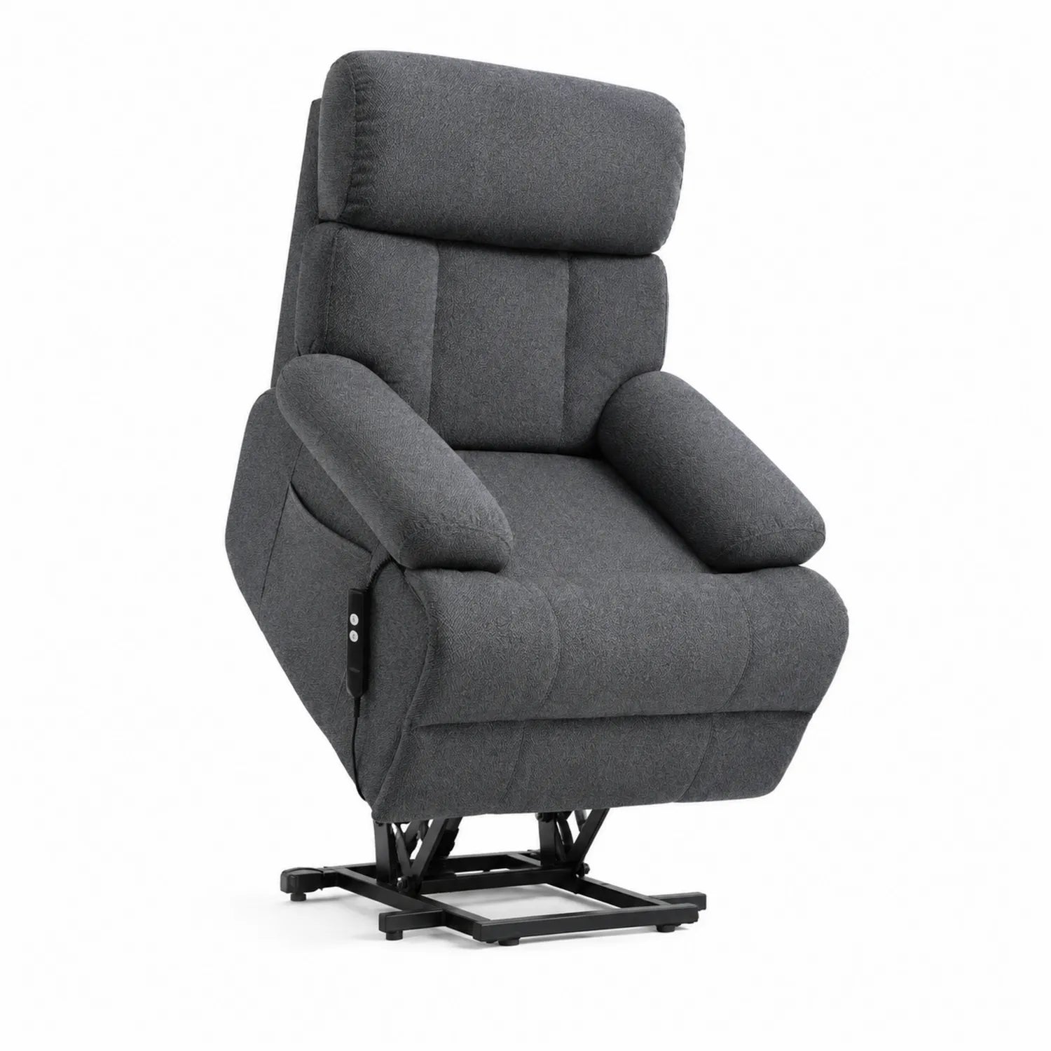 Sillón reclinable eléctrico de tela gris oscuro