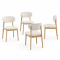 Set de 4 sillas de madera y poliéster crema
