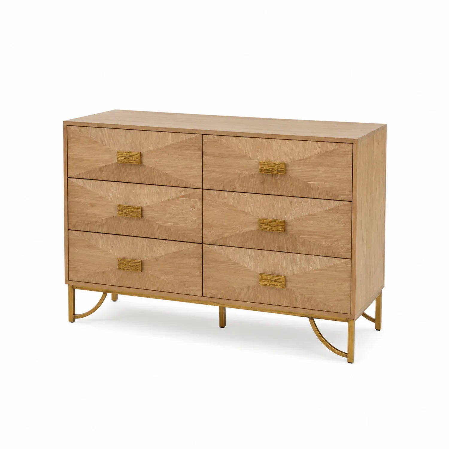 Cómoda de Madera Maciza con Cajones y Base de Metal