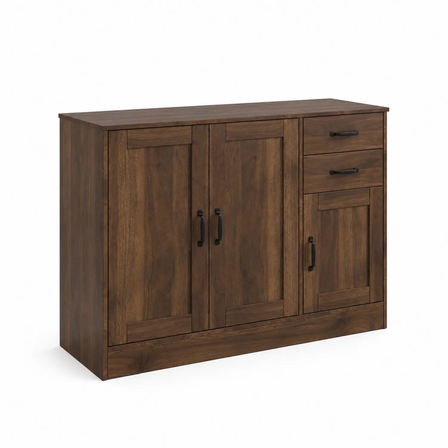 Aparador de Madera Marrón con Dos Puertas y Cajones