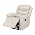 Sillón reclinable de cuero sintético beige con estructura de acero