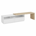 Mueble de TV con estante ajustable de MDF Blanco y Roble