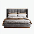 Double Bed Velvet Upholstered 200x150x120 cm - Dark Gray - Modern Style
