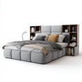Double Bed Upholstered Fabric with Storage Shelving 200x160x125 cm - Light Gray