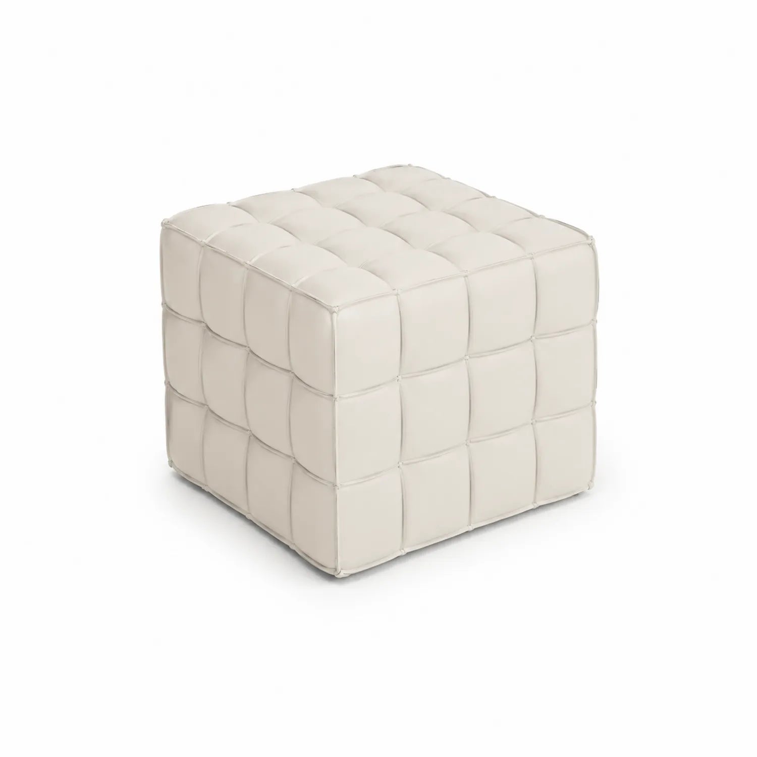 Puf cuadrado de cuero sintético Beige 45x45x45 cm