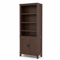 Estantería alta de madera de pino con puertas y estantes ajustables 180x80x40 cm Marrón