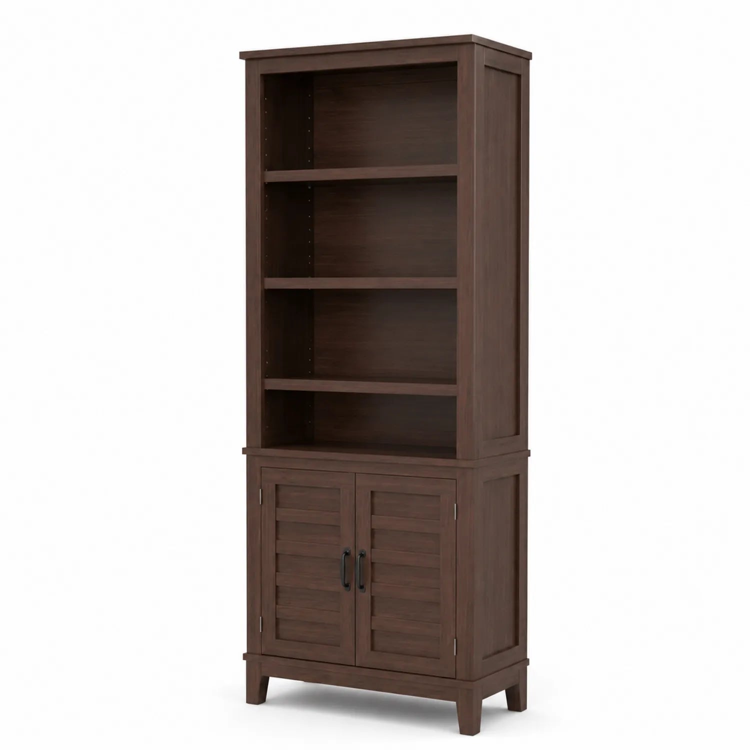 Estantería alta de madera de pino con puertas y estantes ajustables 180x80x40 cm Marrón