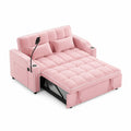 Sofá cama de terciopelo rosa con puerto USB