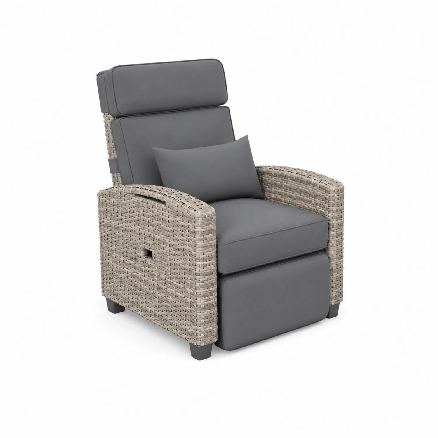 Silla Reclinable de Ratán Sintético con Cojines de Poliéster Gris