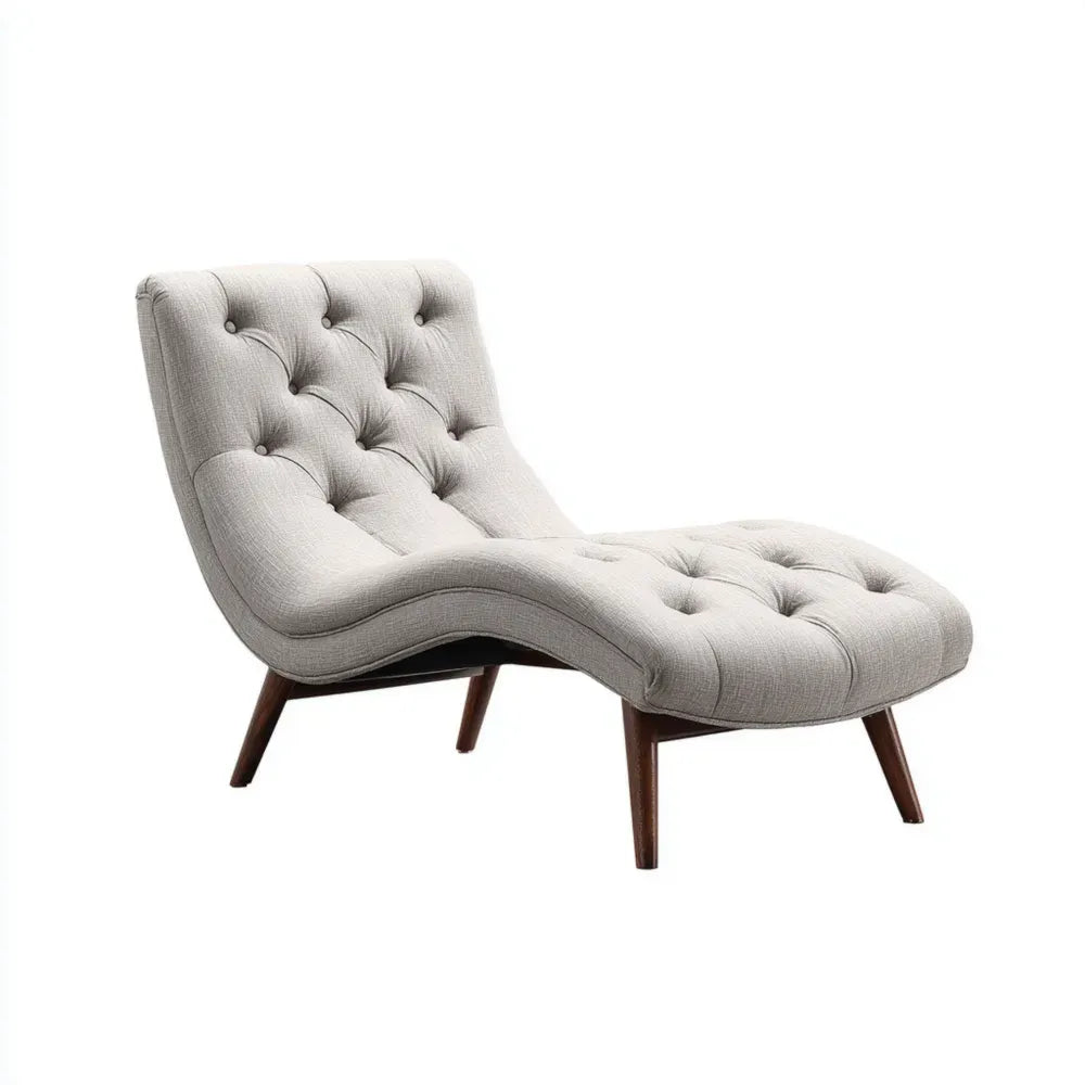 Chaise Lounge Linen Upholstery 160x70x90 cm - Light Gray - Modern Design