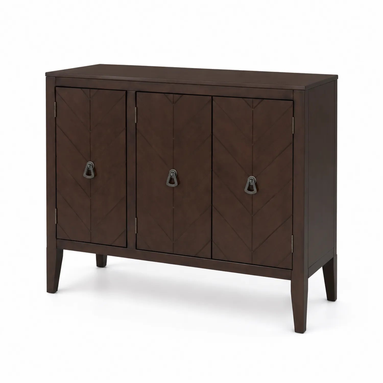 Aparador de madera maciza marrón con tres puertas