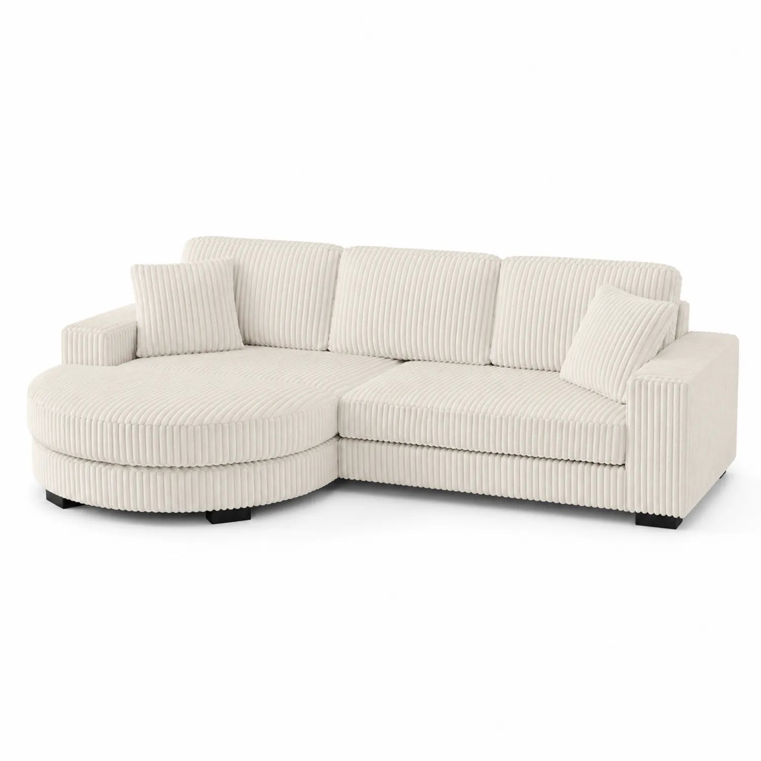 Sofá esquinero en pana Beige 250x160x85 cm