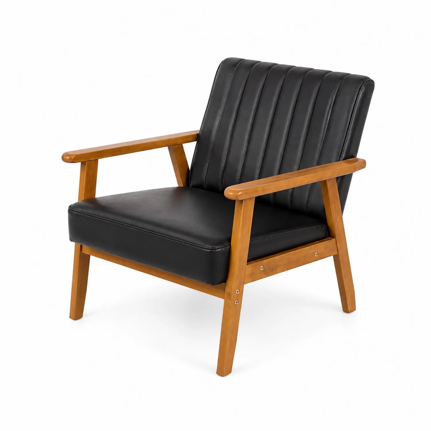 Silla de cuero sintético y madera