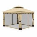 Pérgola Cuadrada de Aluminio y Tela 3x3 m Beige y Marrón