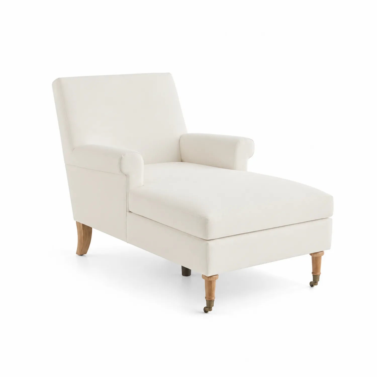 Sillón Chaise Longue de Tela Beige y Madera