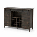 Aparador de Madera con Puertas Correderas y Estantería para Vinos Marrón Oscuro
