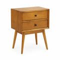 Mesita de noche de madera con 2 cajones de roble 60x40x45 cm