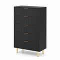 Cajonera de MDF Negro con Patas de Metal Dorado