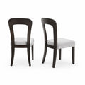 Sillas de Comedor de Madera y Tela de Poliéster Color Madera Oscura y Gris (Juego de 2)