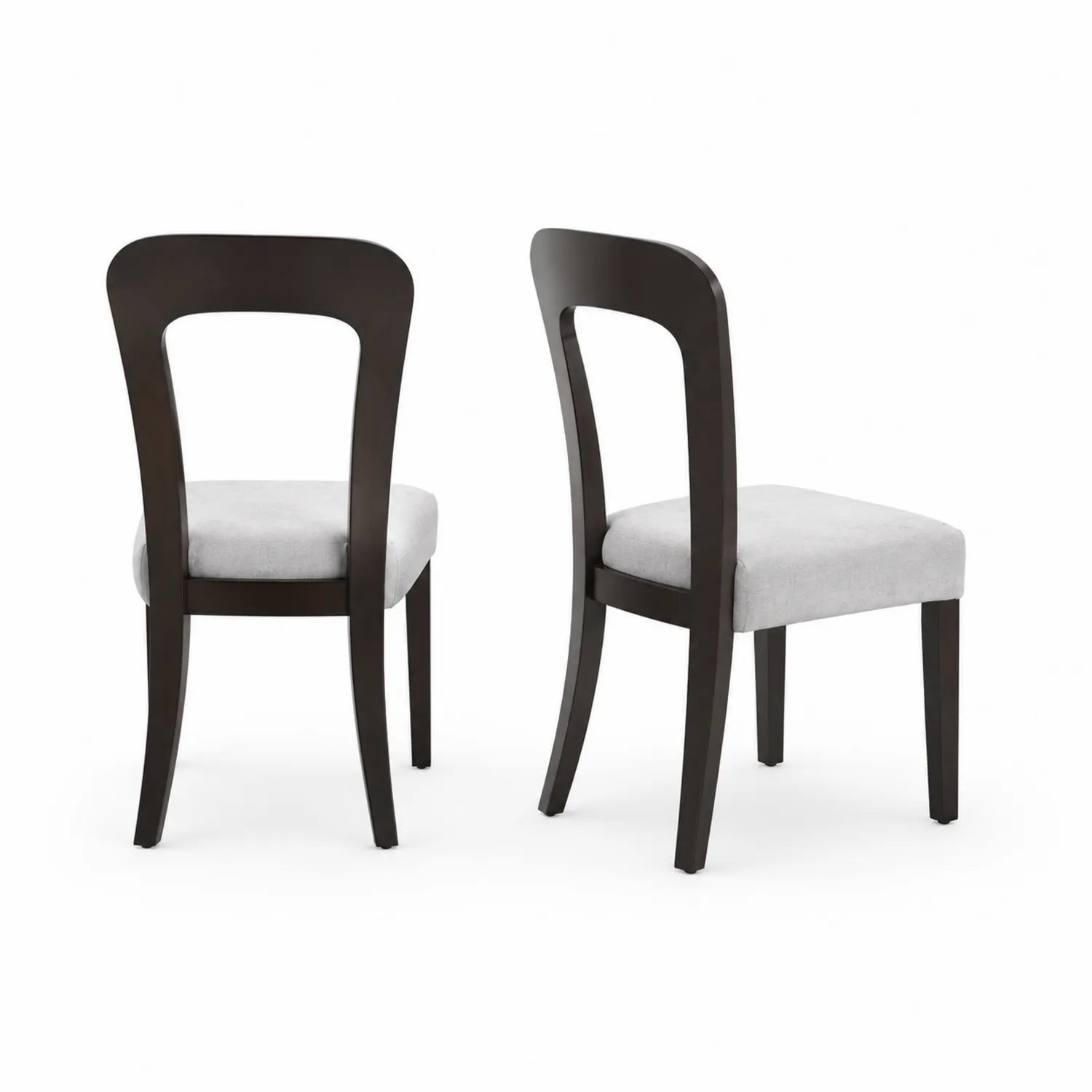 Sillas de Comedor de Madera y Tela de Poliéster Color Madera Oscura y Gris (Juego de 2)