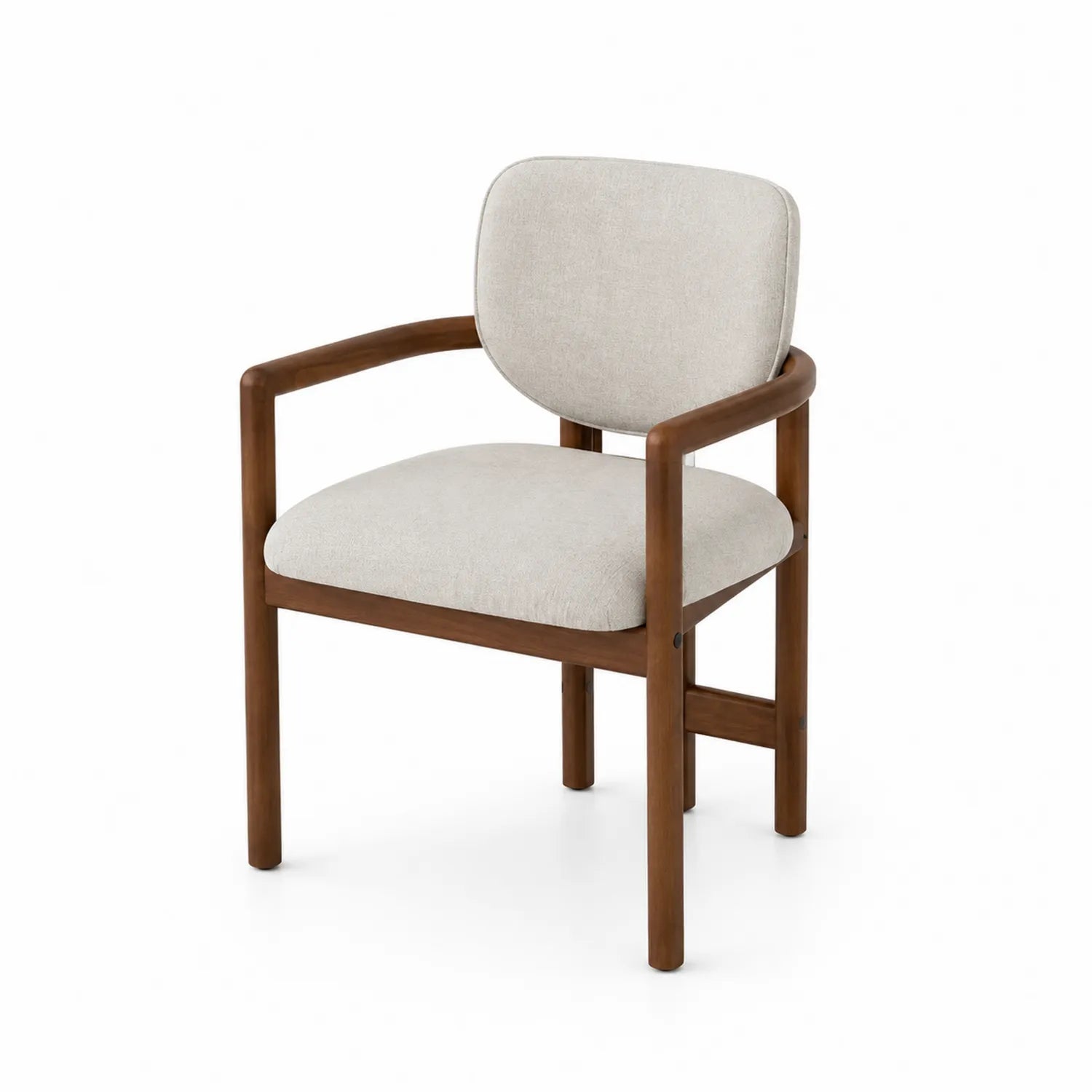 Silla de Madera con Tapizado en Poliéster Beige