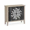 Aparador de Madera con Diseño Floral en Blanco y Negro