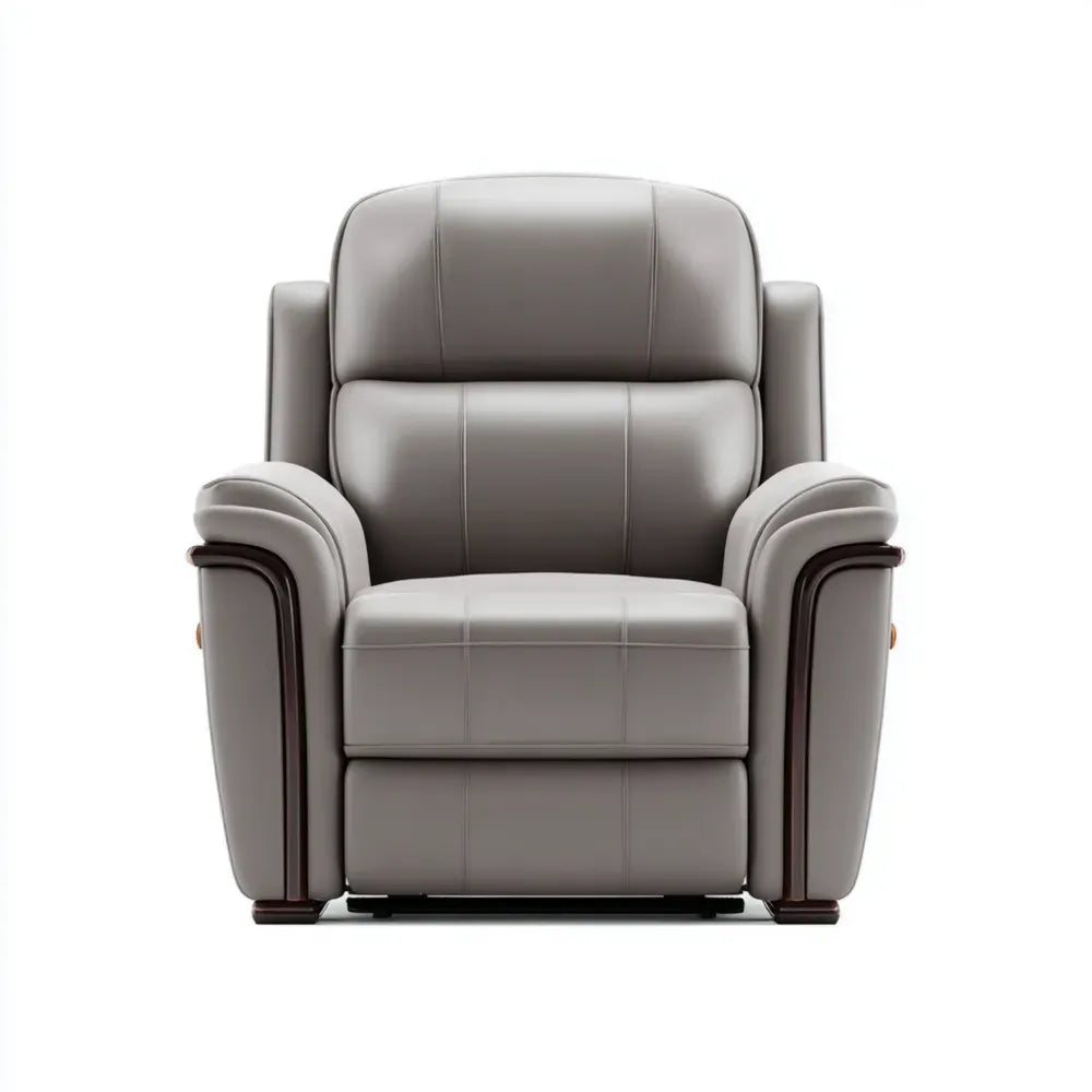 Single Recliner Chair Faux Leather 85x90x100 cm - Gray - Modern Style