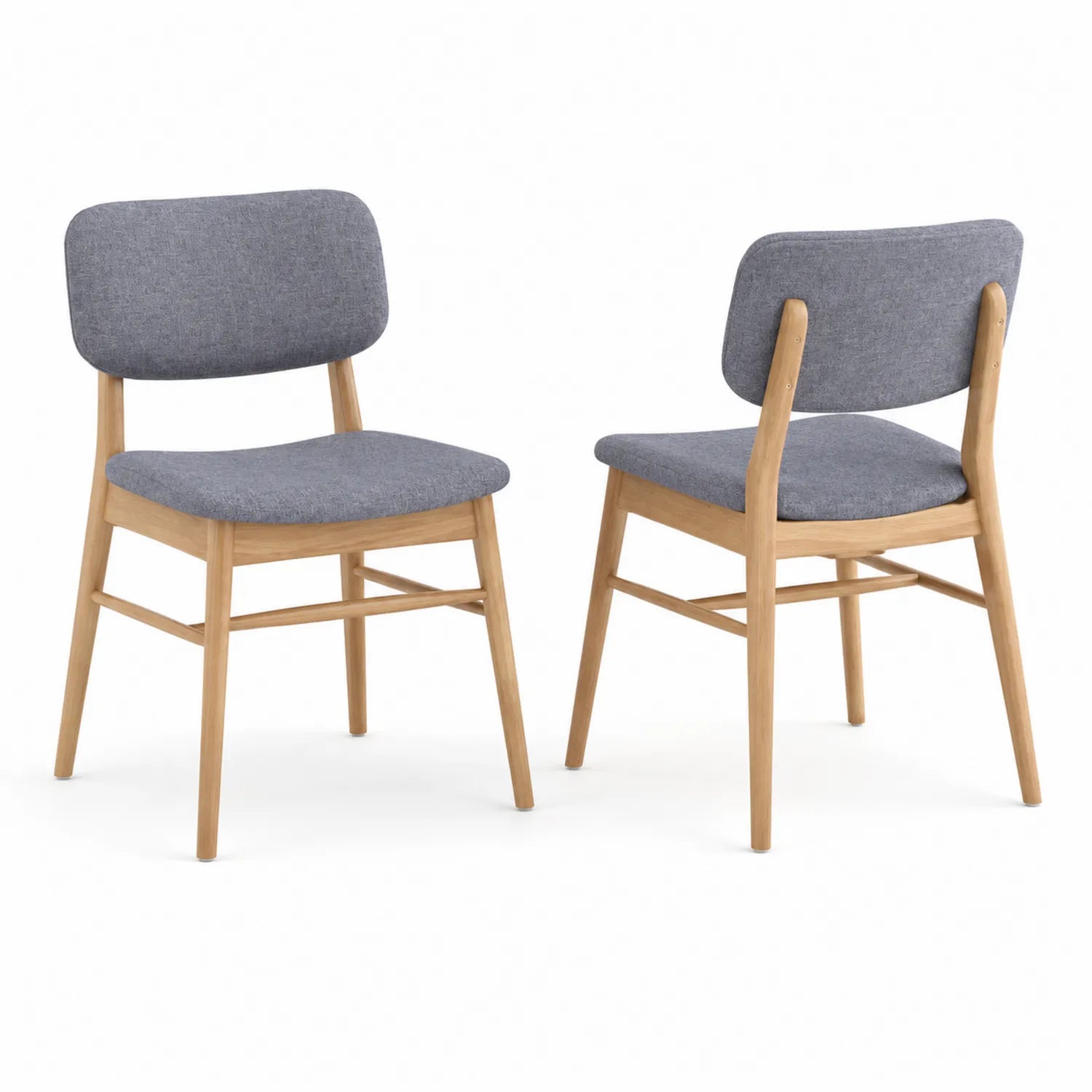 Conjunto de 2 sillas de madera y tela gris