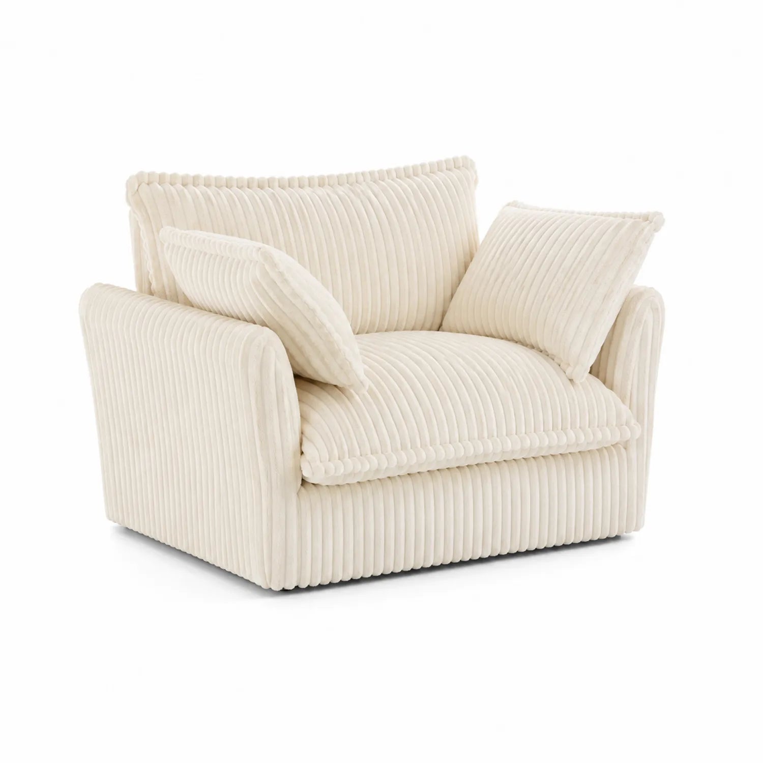 Sofá individual de pana beige 100x95x85 cm
