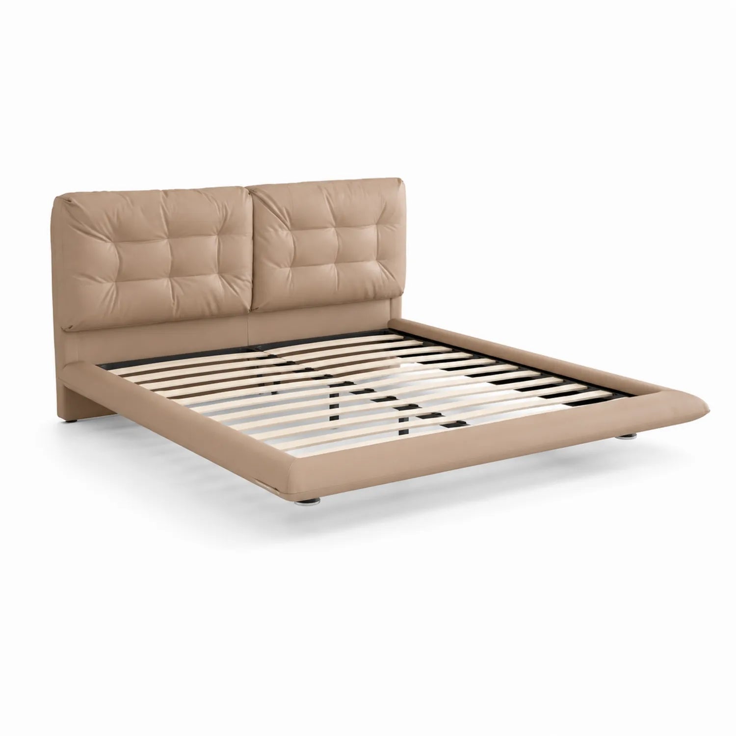 Cama de PU Beige con Cabecero Acolchado 200x160 cm