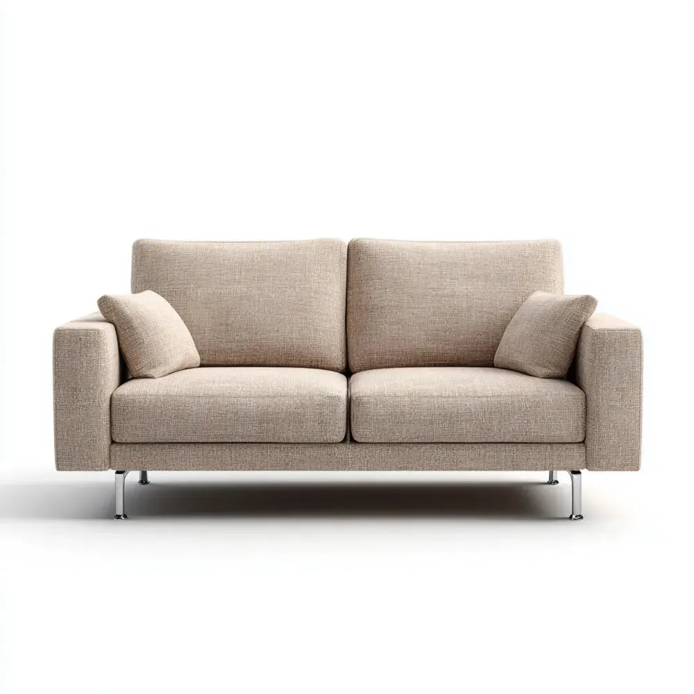 Two-Seater Sofa Fabric Upholstery 145x85x90 cm - Beige - Contemporary Design