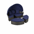 Conjunto de Muebles de Jardín de Ratán con Dosel Azul